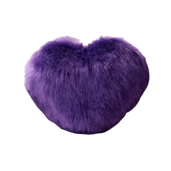 CuiLiyq Fluffy Heart Shaped Pillow, Cute Faux Fur Small Pillow for Sofa Bed Decoration, Decorative Pillows for Valentine Anniversary Fall Halloween Christmas Home (15.7" x 11.8", Purple)