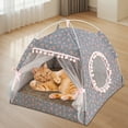 thumbnail image 1 of CuiLiyq Foldable Pet Tent Bed, Semi Enclosed Yurt Nest for Small Dogs Cats, All Seasons Washable Mat for Indoor Use, Portable Cat Cave Puppy House (B), 1 of 6