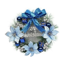 CuiLiyq Front Door Wreath Decoration, Christmas Wreaths with Bowknot Flowers Ball, for Indoor Outdoor Christmas Decorations (Blue)