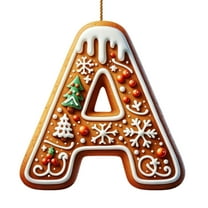 CuiLiyq Gingerbread Alphabet Ornaments for Christmas Tree, 26 Letter Christmas Ornaments with Berries Pattern, for Christmas Tree DIY Craft Party Decorations (Acrylic, A)