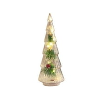 CuiLiyq Glass Christmas Tree Lamps, Tabletop Small Tree with Lights, Batteries Operated Nightlight Xmas Decor, for Table Fireplace Centerpiece Party Ornament