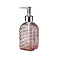 thumbnail image 1 of CuiLiyq Glass Soap Dispenser with Pump, Liquid Soap Dispenser for Soap, Shampoo and Lotion Refill for Kitchen, Bathroom, Laundry, (Horizontal Stripe, Pink), 1 of 6