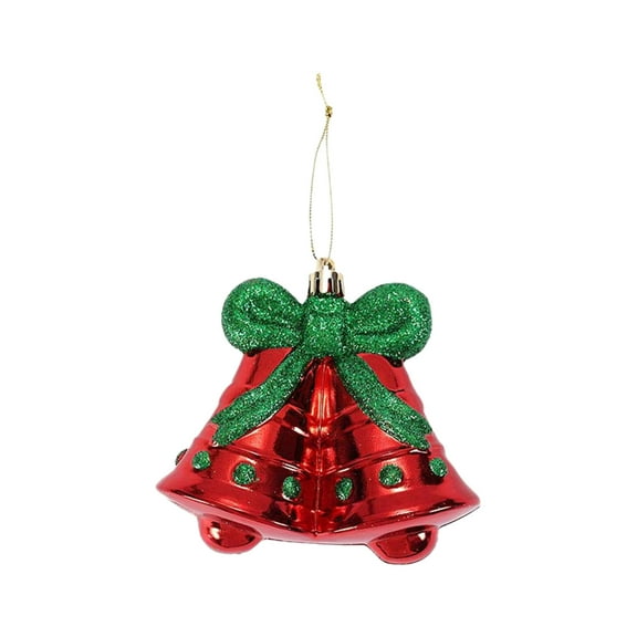CuiLiyq Glitter Christmas Tree Ornaments, Red Bell Train Gift Box Hanging Decorations, for Xmas Tree Home Holiday Party Decoration (Bell)