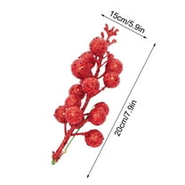 CuiLiyq Glitter Rose Berry Stalk, 3 PCS 7.9 Inch Artificial Christmas Tree Picks Decoration and Christmas Tree Filler Ornaments, DIY Xmas Wreath, Holiday and Home Decor (Red)