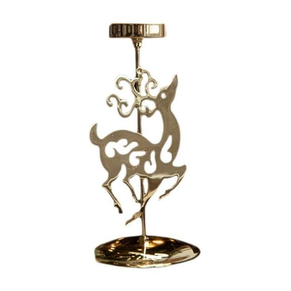 CuiLiyq Gold Candle Holders, Christmas Tree Reindeer Snow Candlestick Holders, Metal Candle Sticks Holder, for Christmas Wedding Table Decorative Centerpiece Gift (Elk Pattern)