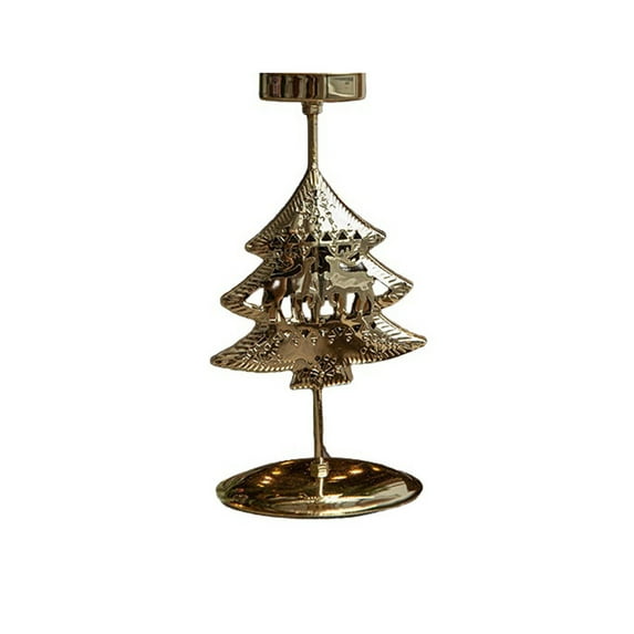 CuiLiyq Golden Christmas Candle Holder, Iron Christmas Candle Holder, For Holiday Family Wedding Party Desktop Decoration (Christmas Tree Shape)