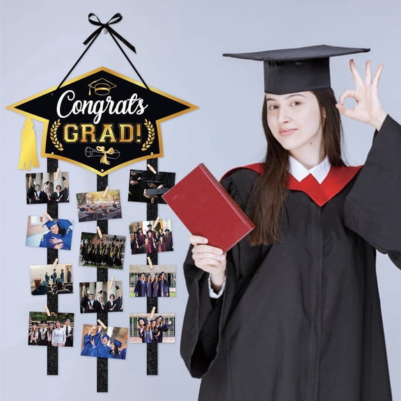 CuiLiyq Graduation Photo Banner for Grad Party Memory Wall Decorations, DIY Photo Frames Collage Hanging Picture Display Board for Graduation Ceremony Party Decor