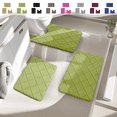 thumbnail image 1 of CuiLiyq Green Bathroom Rug Set 3 Piece, Soft Memory Foam Bath Mat Non Slip, Machine Wash Bath Rug Set Water Absorbent for Bathroom Toilet, 1 U Shape Rug, 2 Bath Mats (Green), 1 of 7