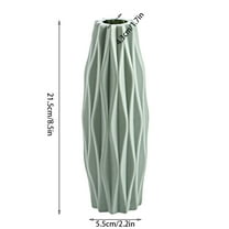 CuiLiyq Green Plastic Flower Vase, 1 Pcs Imitation Ceramic Ribbed Textured Decorative Vases, Cylinder Vases for Pampas Grass, Small Vase for Living Room Table Centerpieces Bouquet Home Decor, Green