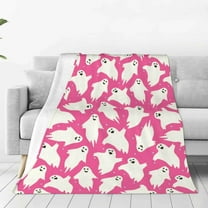 CuiLiyq Halloween Ghost Pink Blanket, Halloween Throw Blanket Flannel Lightweight Soft Plush Blankets, for Bed Sofa Livingroom Chair Car Travel Pet