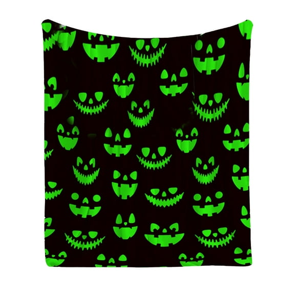 CuiLiyq Halloween Green Lantern Face Blanket, Cozy Soft Lightweight Flannel Throw Blanket, for Bed Sofa Travel All Season (40" x 30")