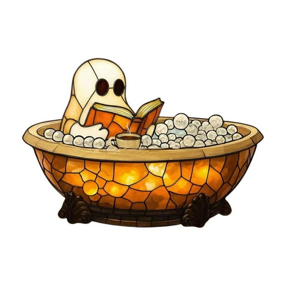CuiLiyq Halloween Party Ghost Bubble Ghost Reading Book Bath Lamp, Ghost Themed Bathtub Lamp Cute Night Light for Bathroom Decor