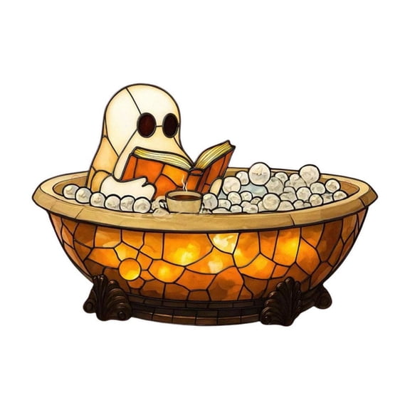 CuiLiyq Halloween Party Ghost Bubble Ghost Reading Book Bath Lamp, Ghost Themed Bathtub Lamp Cute Night Light for Bathroom Decor