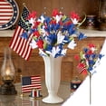 thumbnail image 1 of CuiLiyq Independence Day Artificial Flower Bouquet, 18" Red White Blue Simulation Floral Arrangement for Tabletop Staircase Party Decor, 1 of 6