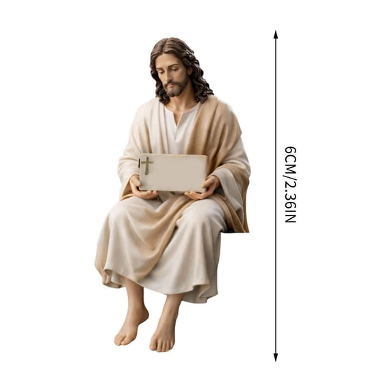 CuiLiyq Jesus Resin Desk Companion Figurine, Car Dashboard Home Office Table Decor Jesus Christ Statue, Handmade Sitting Religious Decorative, Holiday Gift (1PCS)