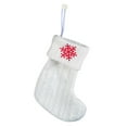 thumbnail image 1 of CuiLiyq Knitted Christmas Stockings, Embroidered Dog's Paw Snowflake Candy Gift Bag, White Christmas Stocking Gift Bag, for Family Holiday Season Decor (Snowflake), 1 of 3