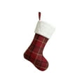 thumbnail image 1 of CuiLiyq Large Christmas Stockings, 16.5 Inch Plush Velvet Faux Fur Xmas Stocking Decoration, Vintage Beige Plaid Hanging Stockings Ornaments for Family Holiday Season Decor (Wine), 1 of 6