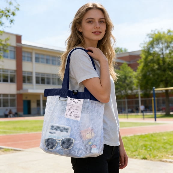 CuiLiyq Large Transparent Waterproof Storage Tote, Clear Mesh Bag, Large Capacity for Dorm, Locker, and Gym