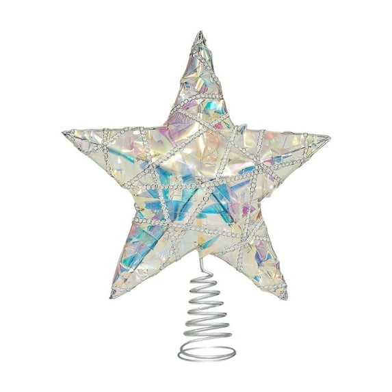 CuiLiyq Lighted Christmas Tree Topper Star Decoration with LED Lights, Artificial Metal Five Pointed Star Battery Operated Holiday Tree Decor for Indoor Use