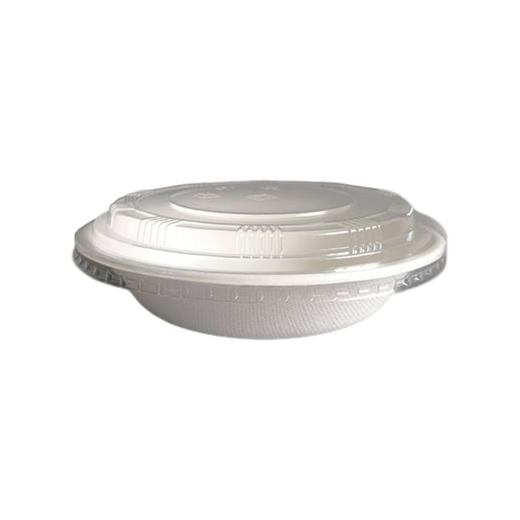 CuiLiyq Meal Prep Bowl Containers, Disposable Paper Bowls with Lids for Soup and Salad, Food Storage Bento Box, Stackable Lunch Boxes (6.2" x 1.7", White)