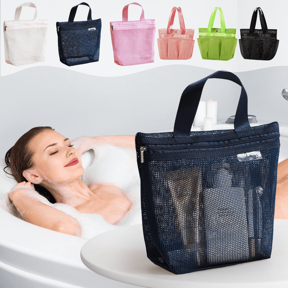 CuiLiyq Mesh Shower Caddy Bag, Quick-Dry Breathable Tote with Zipper and Handles, Hanging Bath Organizer for College Dorm, Gym, Travel, Bathroom Essentials