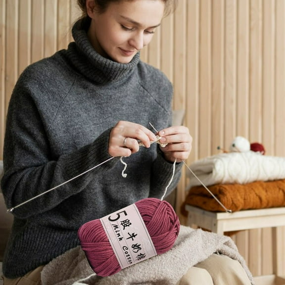 CuiLiyq Milk Cotton Solid Color Yarn Five Strands, for Crochet Knitting DIY Hand Woven Crafts Doll Making Sweater Hats Scarves Soft Warm Easy Care, 50g Weight 355 Yard Length Handmade Project (#01)