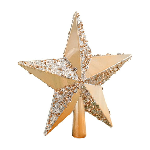 CuiLiyq Mini Christmas Tree Topper Small Star, Treetop for Christmas Tree Star Ornaments Decorative for Home Xmas Holiday Party, Khaki, 7.87 Inch