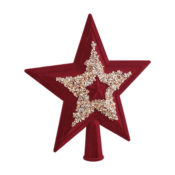 CuiLiyq Mini Christmas Tree Topper Small Star, Treetop for Christmas Tree Star Ornaments Decorative for Home Xmas Holiday Party, Red, 7.87 Inch
