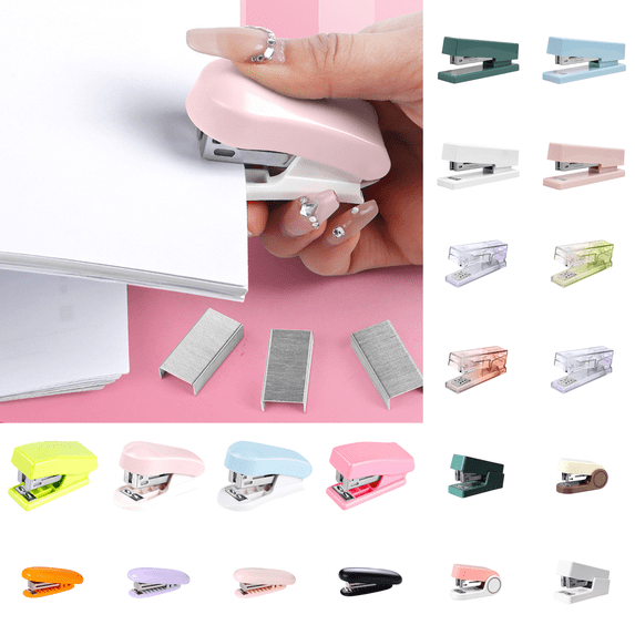 CuiLiyq Mini Stapler, Foldable Portable Stapling Tool, for College, Home Desk Organization, Office Document Binding