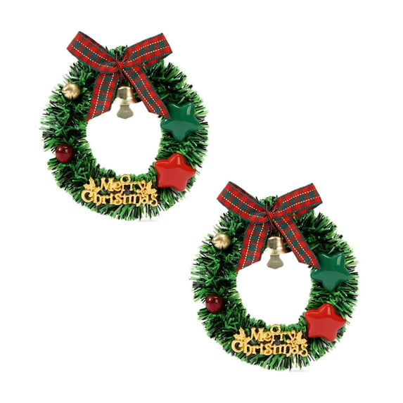 CuiLiyq Miniature Christmas Magnetic Wreath, Hanging Wreath Scene Model Small Christmas Garlands, for Refrigerator Dollhouse Party Decoration