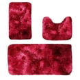 thumbnail image 1 of CuiLiyq Mixed Color Bath Mat 3 Set, Thicken 3 Piece Bathroom Rug Set U Shaped Contour Rug and Mat, Water Absorbent Soft Shaggy Bathroom Mat, for Tub Shower and Bath Room, Machine Washable, Red, 1 of 7