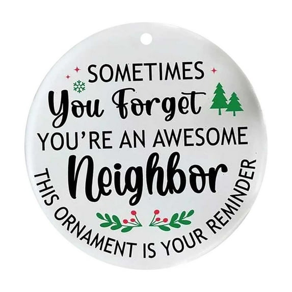 CuiLiyq Neighbor Gifts Christmas Ornaments, Round Acrylic Pendant with Gold Rope Decoration, for Holiday Party Decoration and Christmas Gifts (F)