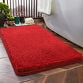 thumbnail image 1 of CuiLiyq Non Slip Red Fluffy Bath Mat, Soft and Absorbent Bathroom Rugs, Machine Washable, Comfortable Bath Carpet for Bathroom Floor Tub and Shower, 23.6" x 15.7", Red, 1 of 6