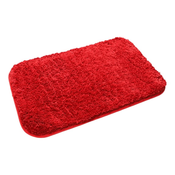 CuiLiyq Non Slip Red Fluffy Bath Mat, Soft and Absorbent Bathroom Rugs, Machine Washable, Comfortable Bath Carpet for Bathroom Floor Tub and Shower, 23.6" x 15.7", Red