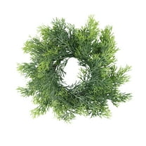 CuiLiyq Norfolk Pine Wreath Candle Rings, Soft and Full Mini Christmas Wreath Table Centerpieces Candle Wreaths for Pillar Candles Cedar, Small Wreaths for Cabinets Kitchen Windows (A)