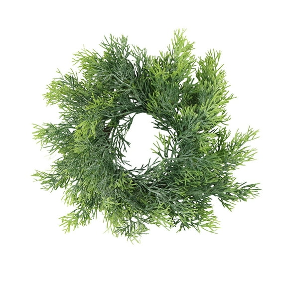 CuiLiyq Norfolk Pine Wreath Candle Rings, Soft and Full Mini Christmas Wreath Table Centerpieces Candle Wreaths for Pillar Candles Cedar, Small Wreaths for Cabinets Kitchen Windows (A)