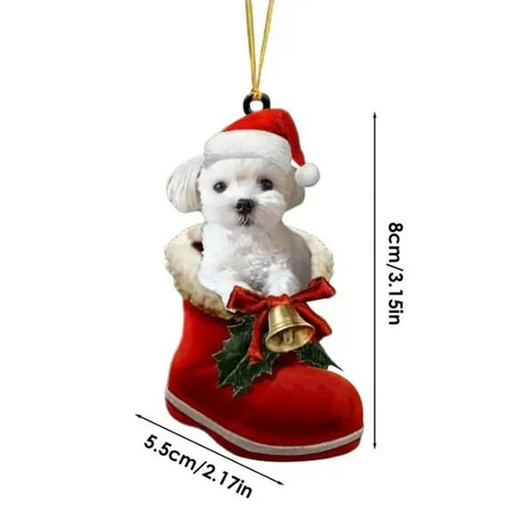 CuiLiyq Personalized Dog in Santa Boot Christmas, Personalized Gifts for Dog Lover Dog Lover Gifts, Dog Ornament for Christmas Tree, 2D Dog Ornament Home Decor Gifts
