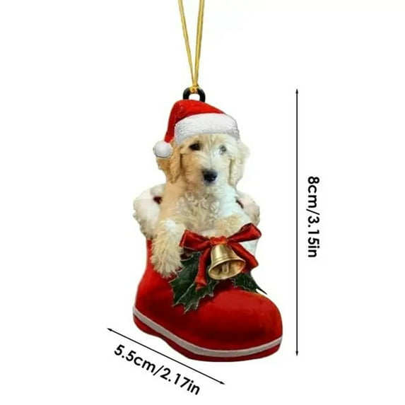 CuiLiyq Personalized Dog in Santa Boot Christmas, Personalized Gifts for Dog Lover Dog Lover Gifts, Dog Ornament for Christmas Tree, 2D Dog Ornament Home Decor Gifts
