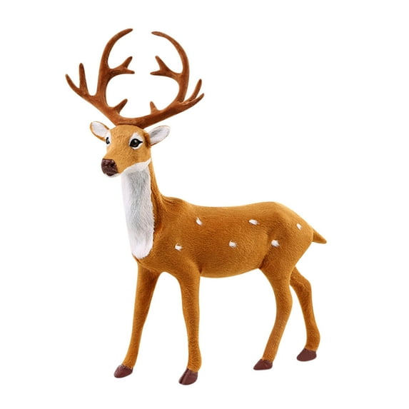 CuiLiyq Plastic Christmas Deer Figurines, Simulated Standing Ornament Of Spotted Deer, Tabletop Ornaments for Cabinet Mantel Shelves Fireplace Home Decor (11.8 Inch)
