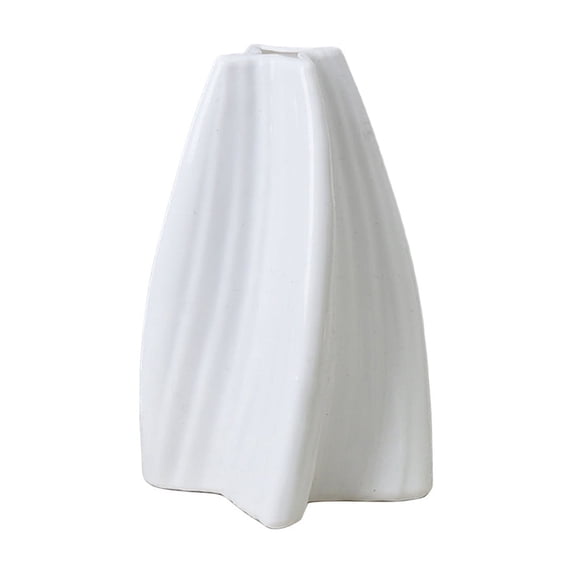 CuiLiyq Plastic Flower Vase, Small Shatterproof Fine Mouthed Design Flower Vase for Home Decor, Pampas Grass Vase for Coffee Table, Kitchen Centerpieces, Bookshelf and Home Living (6.7", White)
