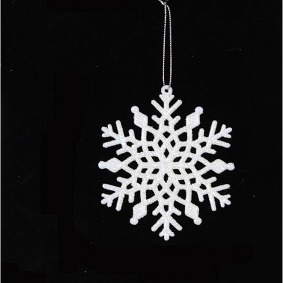 CuiLiyq Plastic Glitter Snowflake Ornaments, for Christmas Tree and Winter Party Decorations