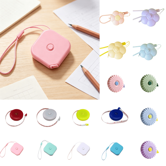 CuiLiyq Pocket Retractable Measuring Tape, Square Plastic Case Soft Dual Scale Ruler with Hand Lanyard, Compact Mini Tool for Clothing Tailoring, Body Weight Tracking, Travel Sewing Kit