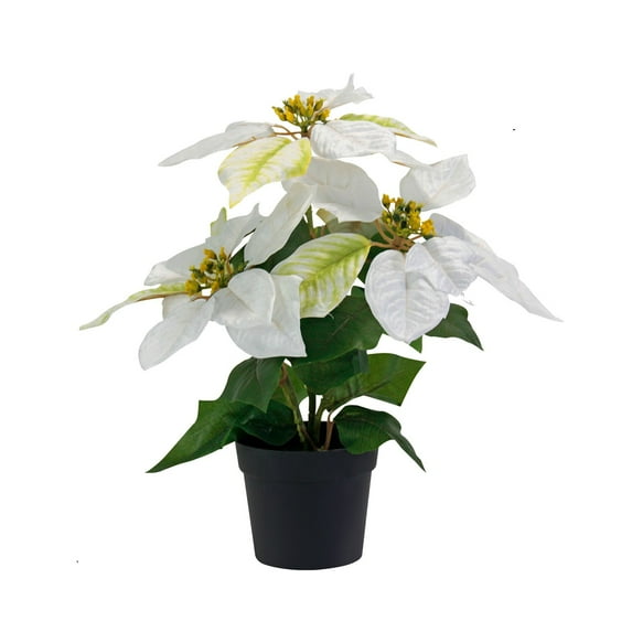 CuiLiyq Poinsettias Artificial Christmas Flowers, 12.6 Inch Faux Poinsettia Plants for Home Porch Garden Office Indoor Outdoor Christmas Decorations, White