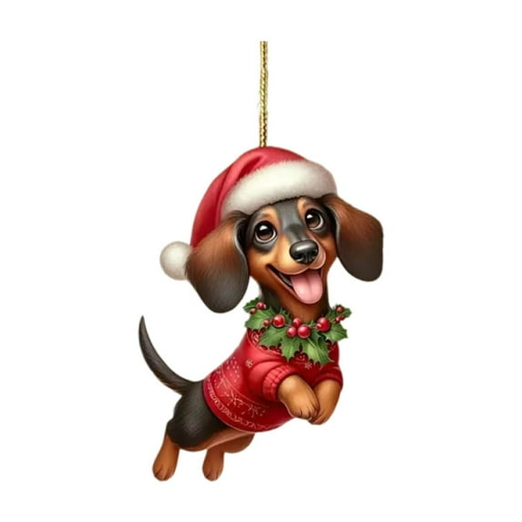 CuiLiyq Puppy Christmas Tree Ornaments, Dog with Christmas Hat Stocking Ornament, Lovers Giftse Hanging Decoration, Christmas Decor for Home Holiday