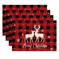 thumbnail image 1 of CuiLiyq Red and Black Buffalo Plaid Merry Christmas Party Placemats Set of 4, 18" x 12" Seasonal Winter Table Mats for Party Kitchen Dining Decoration (D), 1 of 8