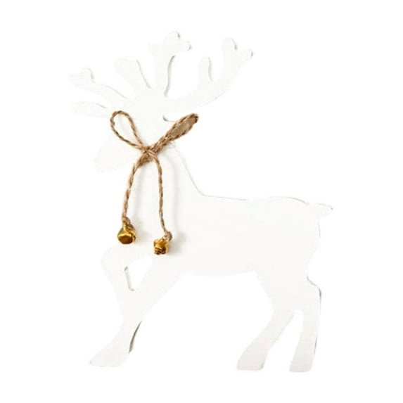 CuiLiyq Reindeer Christmas Decorations, Indoor Christmas Table Wood Sign Centerpiece Rustic Tabletop Decor, Xmas Table Decor Gifts for Winter Holiday Kitchen Mantel office Display (White-A)
