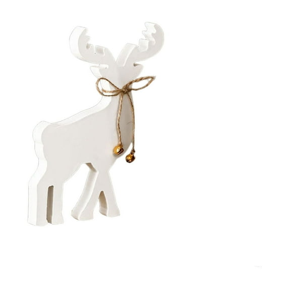 CuiLiyq Reindeer Christmas Decorations, Indoor Christmas Table Wood Sign Centerpiece Rustic Tabletop Decor, Xmas Table Decor Gifts for Winter Holiday Kitchen Mantel office Display (White-C)