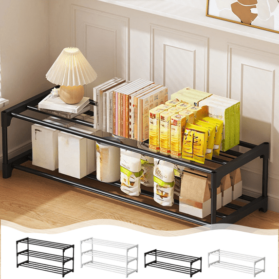 CuiLiyq Shoe Rack, 3-Tier Shoe Organizer, Metal Storage Shelf, Stackable Metal Frame Shelving Unit for Bedroom Closet Entryway Dorm Room (17.7" x 11" x 8.2", Black)