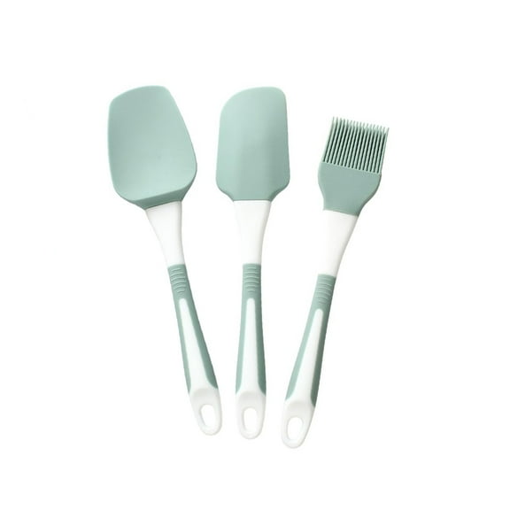 CuiLiyq Silicone Kitchen Cooking Utensils Set Heat Resistant, 3 Pcs Silicone Spatula Set for Baking Cooking Mixing, Cooking Utensils Set for Nonstick Cookware, Green