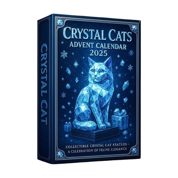 CuiLiyq Simulation Crystal Cat Advent Calendar 2025, 24 Pcs Crystal Cat Themed Christmas Gift Set, Mini Ornaments for Car Rearview Mirrors Walls Window Christmas Trees and Doors Decor